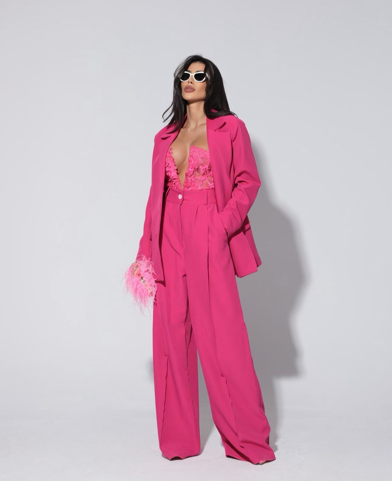 Tailleur Renata Giacca corpetto di pizzo e merletto e pantaloni palazzo 💞