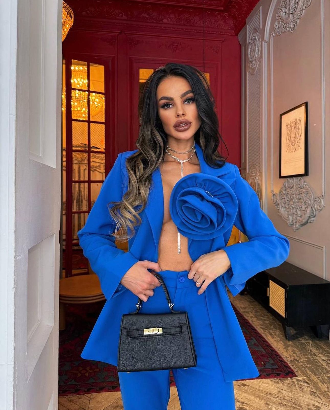 Tailleur KATIA Giacca doppio petto con spilla estraibile pantalone Zampa tessuto leggermente elasticizzato ottima vestibilita Made in Italy 🇮🇹