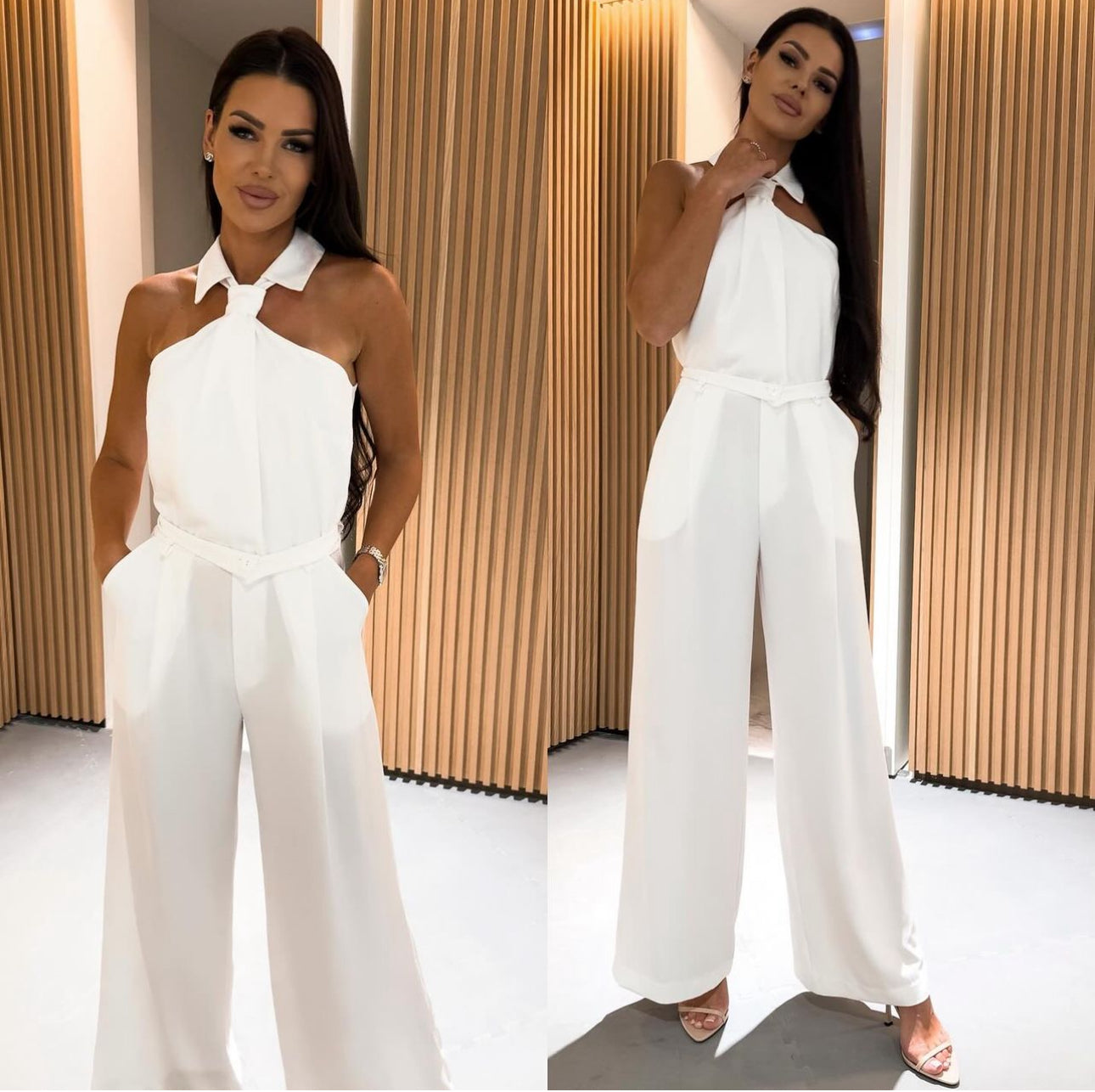 Jumpsuit colletto con nodo gravata
