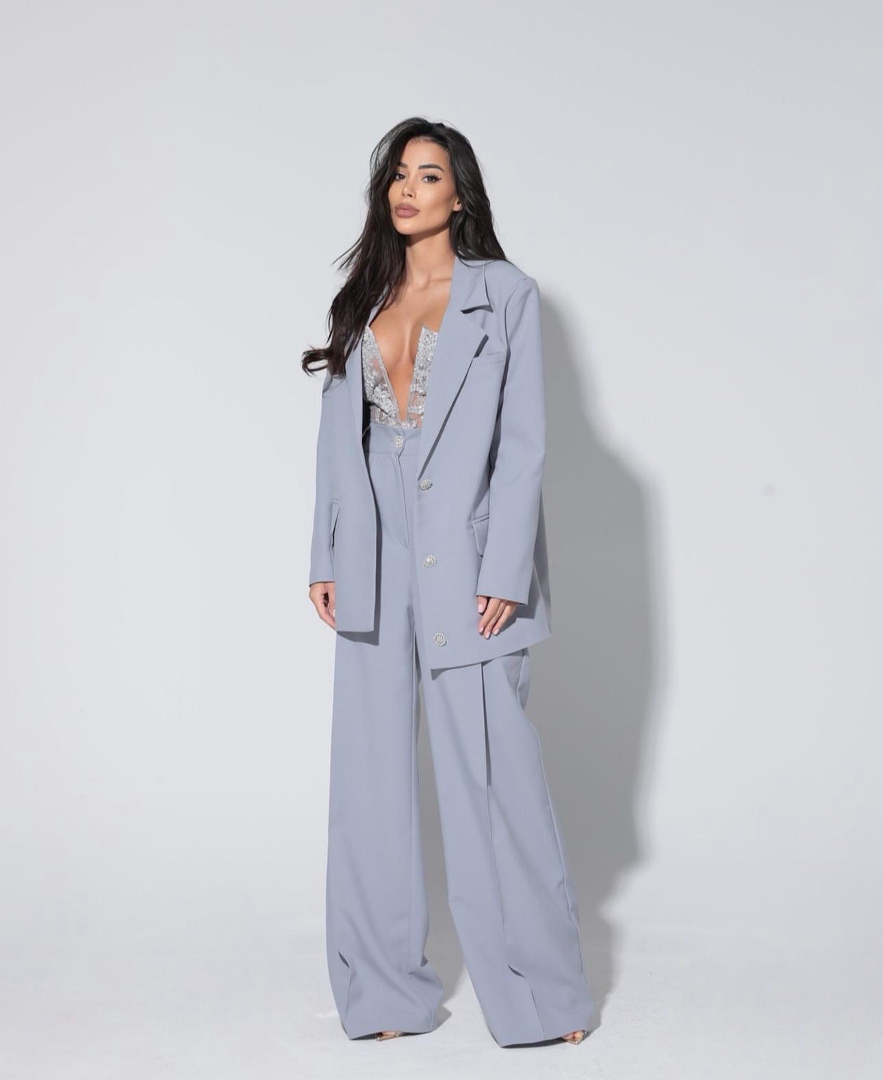 Tailleur Renata Giacca corpetto di pizzo e merletto e pantaloni palazzo 💞