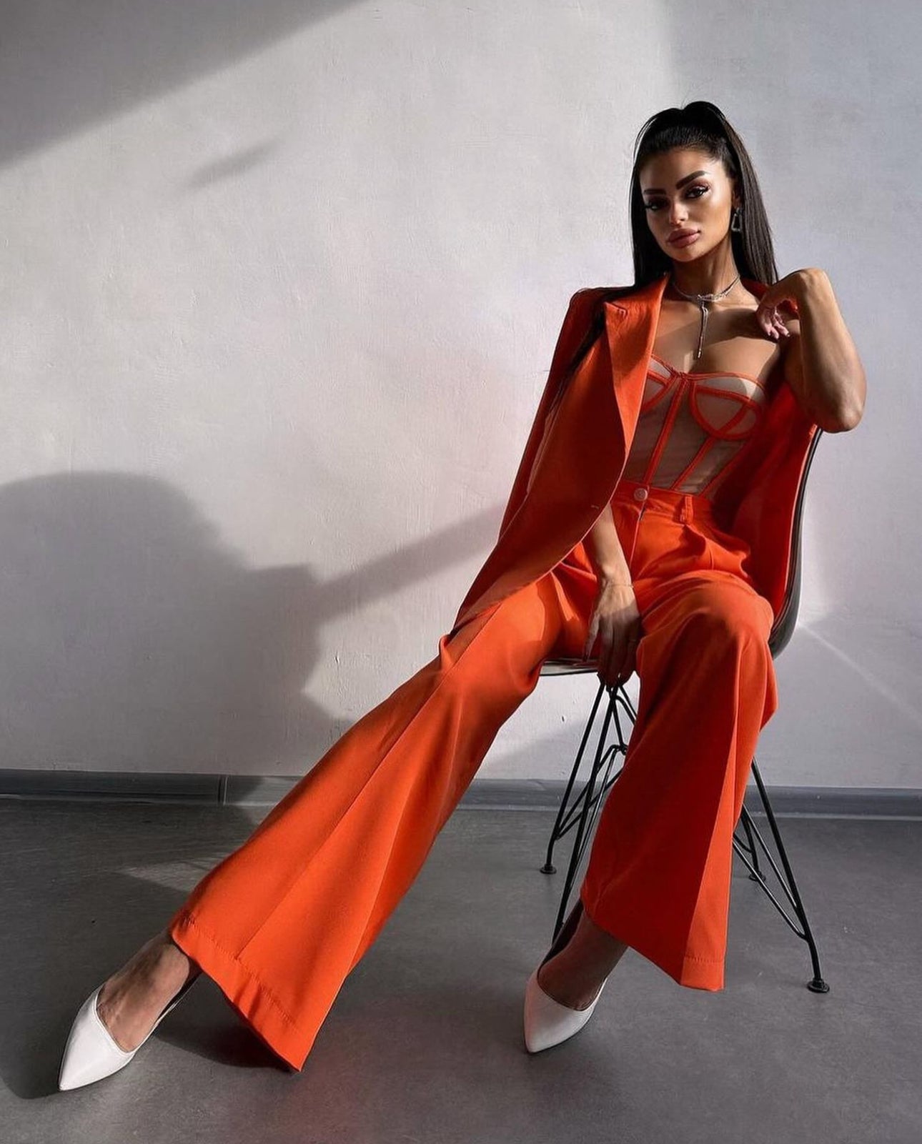 Tailleur VICTORIA Giacca corpetto e pantaloni palazzo