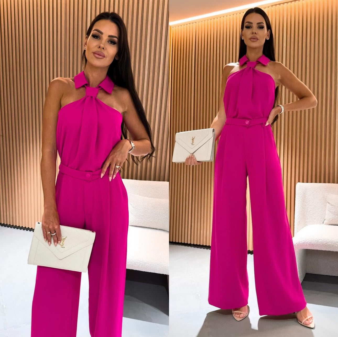 Jumpsuit colletto con nodo gravata