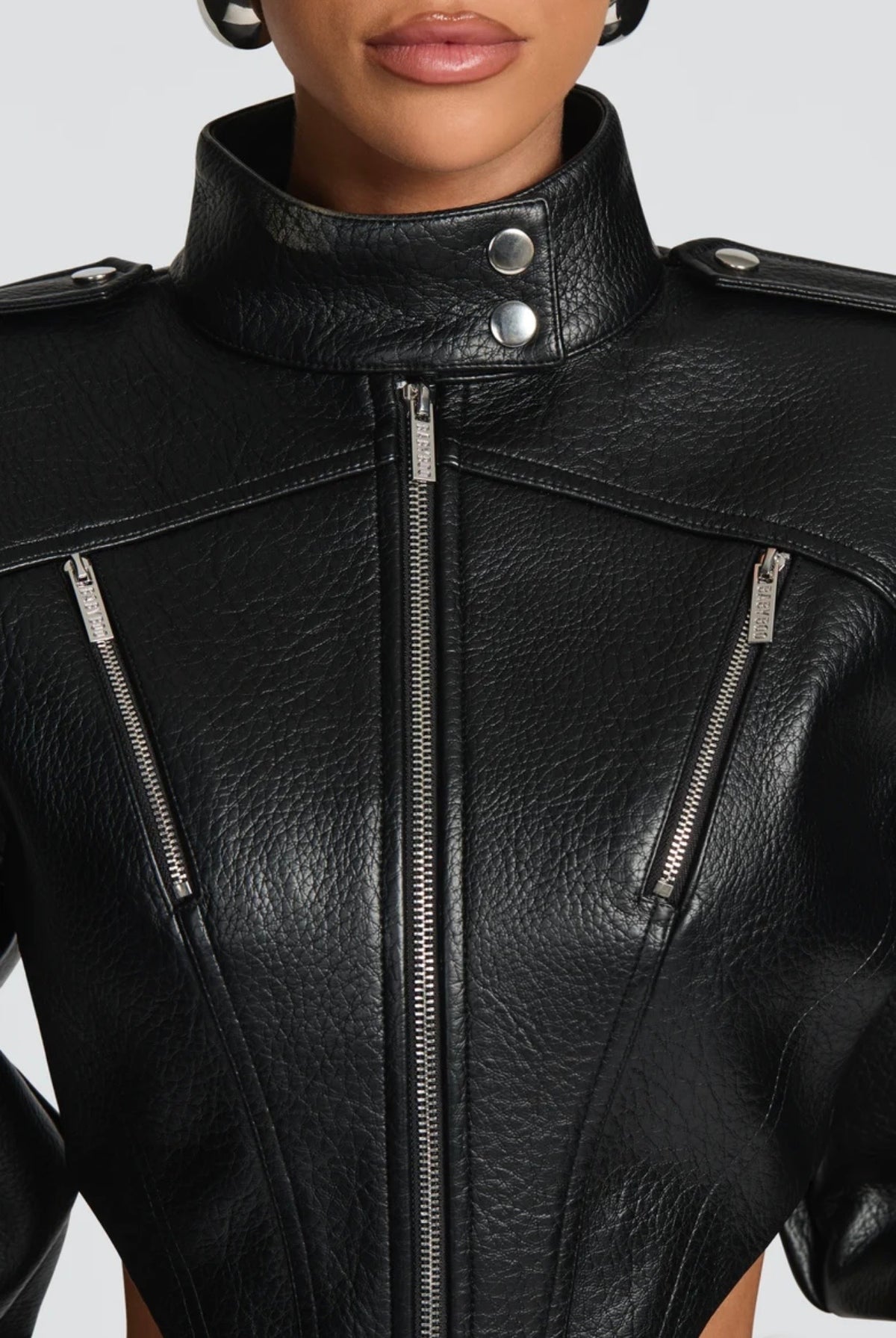 Giacca Cropped Corsetto in Pelle