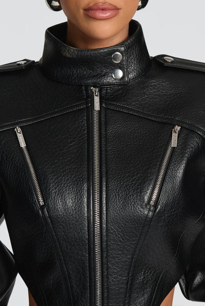 Giacca Cropped Corsetto in Pelle