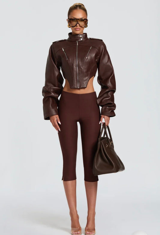 Giacca Cropped Corsetto in Pelle