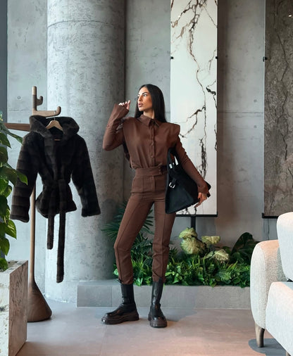 Coordinato GAIA con camicia e pantaloni in tessuto punto Roma