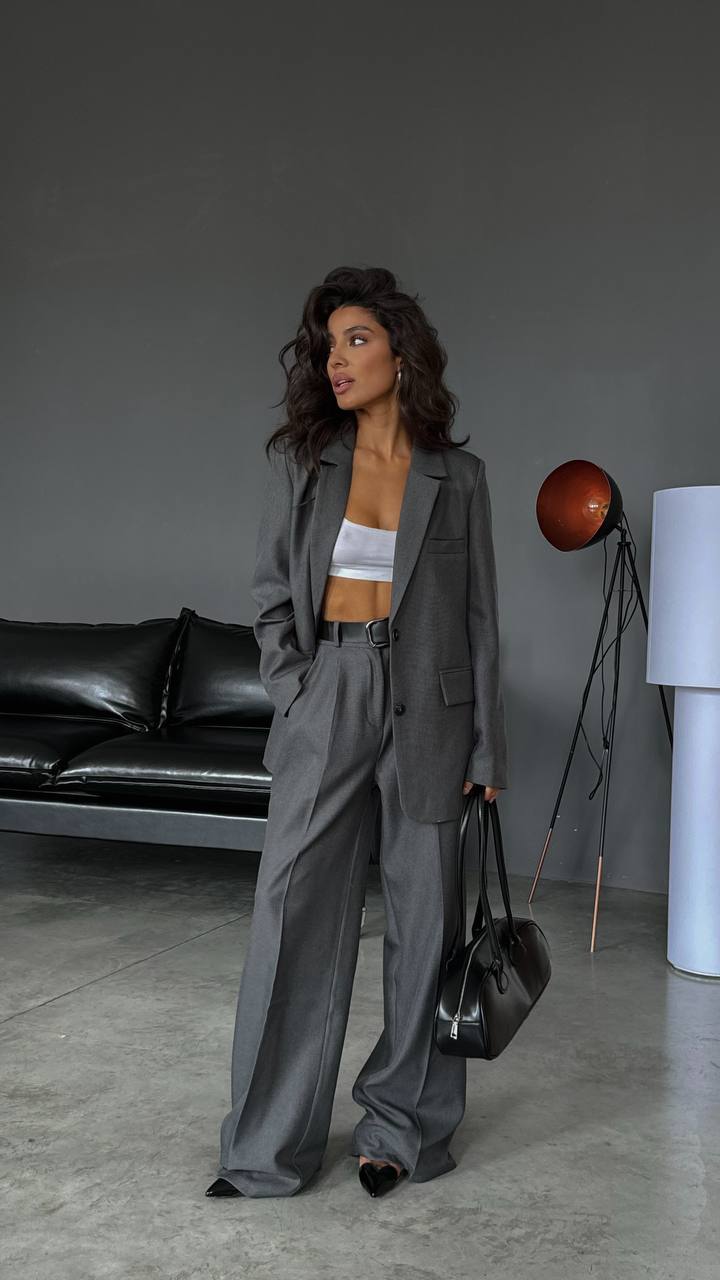 Tailleur Cleo giacca foderata pantaloni palazzo