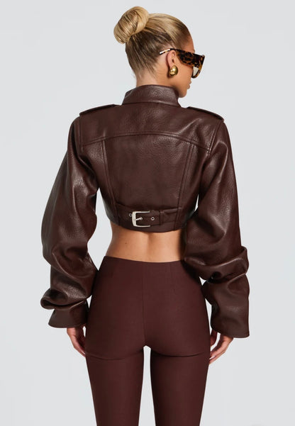 Giacca Cropped Corsetto in Pelle
