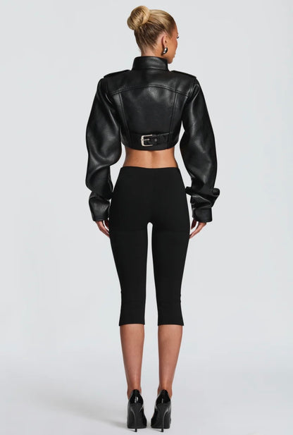 Giacca Cropped Corsetto in Pelle