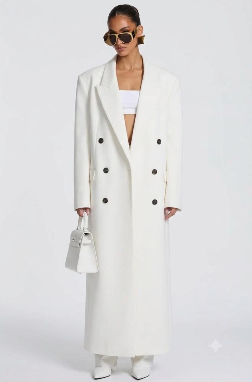 Promozione Cappotto ISABELLA  lungo dal taglio sartoriale con design doppiopetto e spalle strutturate. Elegante e versatile, perfetto per completare look sofisticati nelle giornate più fredde.