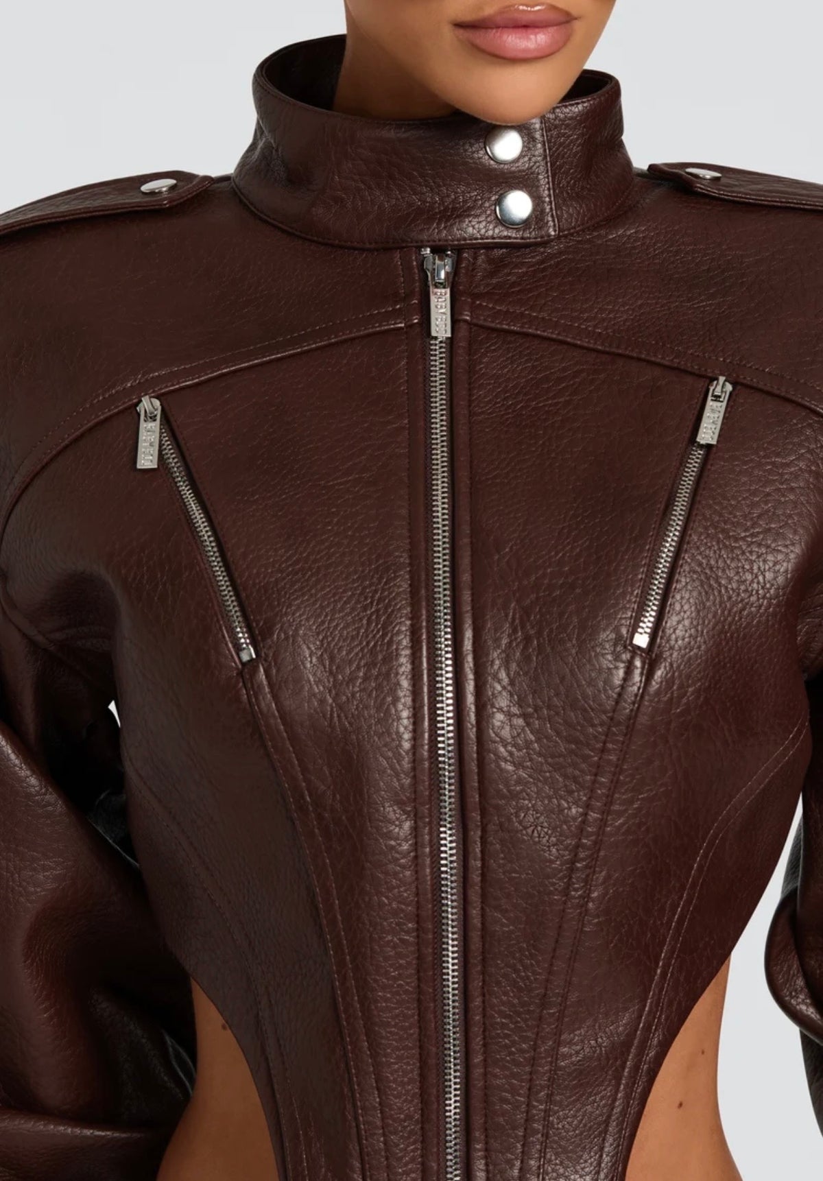 Giacca Cropped Corsetto in Pelle