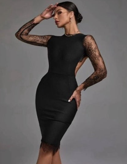 Tubino Lino con schiena scoperta con pizzo e merletto elegante e seducente