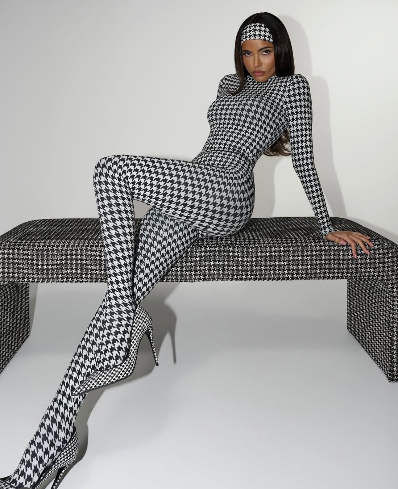 Jumpsuite ISA Pied de Poule con Fascia Coordinata