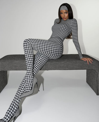 Jumpsuite ISA Pied de Poule con Fascia Coordinata