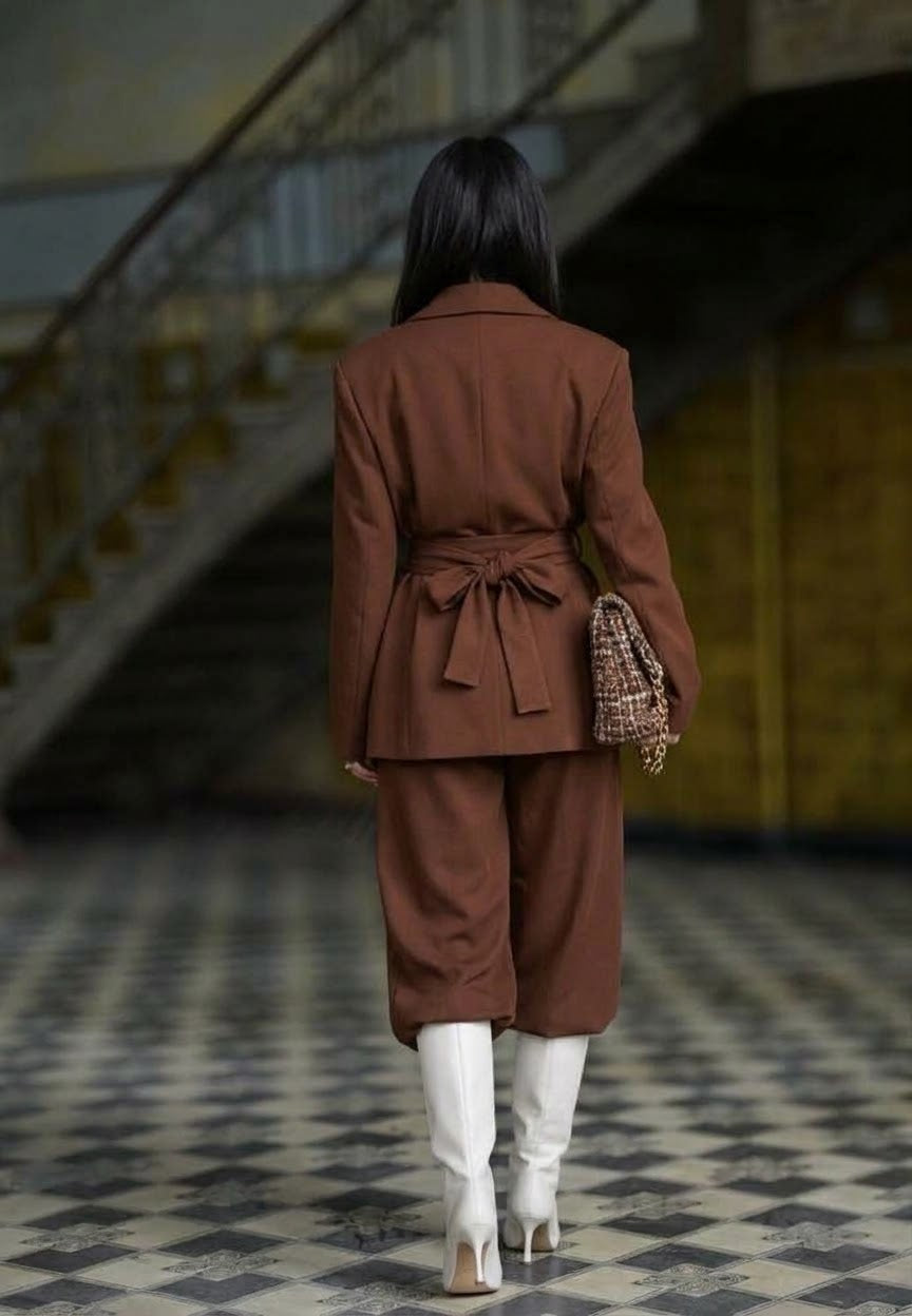 Completo SAMIRA Caldo, elegante e dal carattere contemporaneo. Questo completo due pezzi è realizzato in morbido cotone invernale, un tessuto avvolgente e confortevole perfetto per affrontare la stagione fredda con stile senza rinunciare alla comodità.