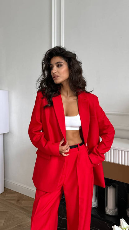 Tailleur Cleo giacca foderata pantaloni palazzo