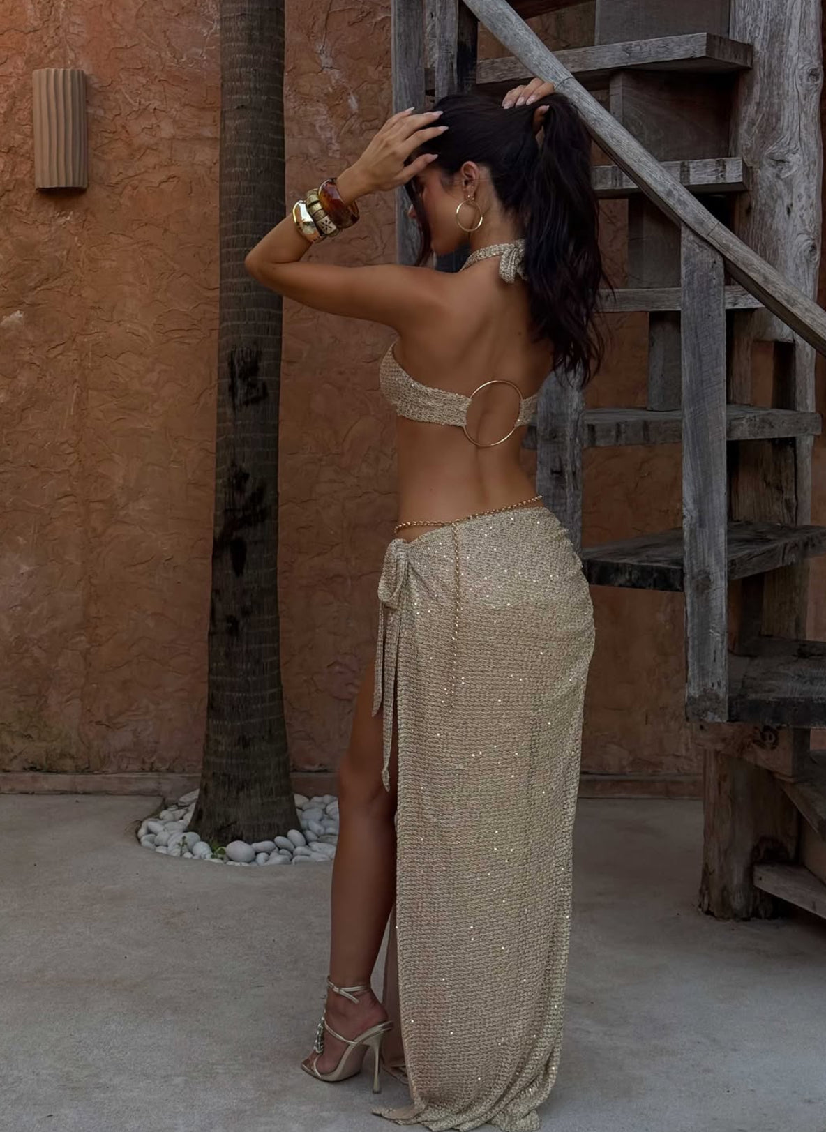 SET OBSESSED top e gonna con dettagli oro