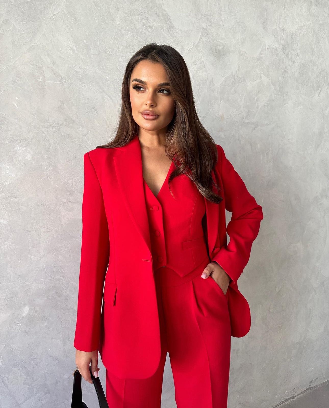 Tailleur MARCELLA Giacca gilet e pantalone a palazzo in coordinato tessuto leggermente elasticizzato ottima vestibilita Made in Italy 🇮🇹