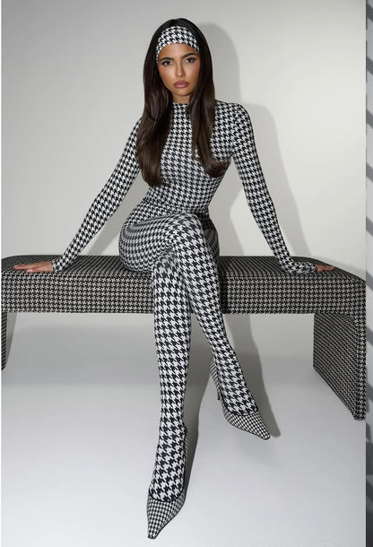 Jumpsuite ISA Pied de Poule con Fascia Coordinata