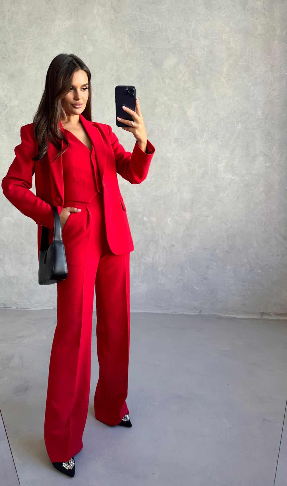 Tailleur MARCELLA Giacca gilet e pantalone a palazzo in coordinato tessuto leggermente elasticizzato ottima vestibilita Made in Italy 🇮🇹