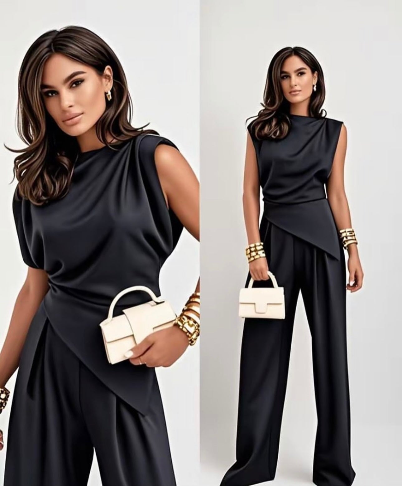 SetCord MORENA elegante top e pantaloni gamba larga
