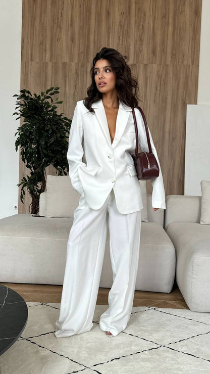Tailleur Cleo giacca foderata pantaloni palazzo