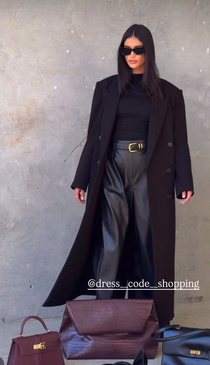 Outfit Anita Cappotto+Body+Pantalone in Eco-Pelle – Eleganza MetropoIitana