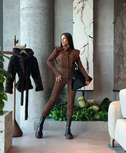 Coordinato GAIA con camicia e pantaloni in tessuto punto Roma