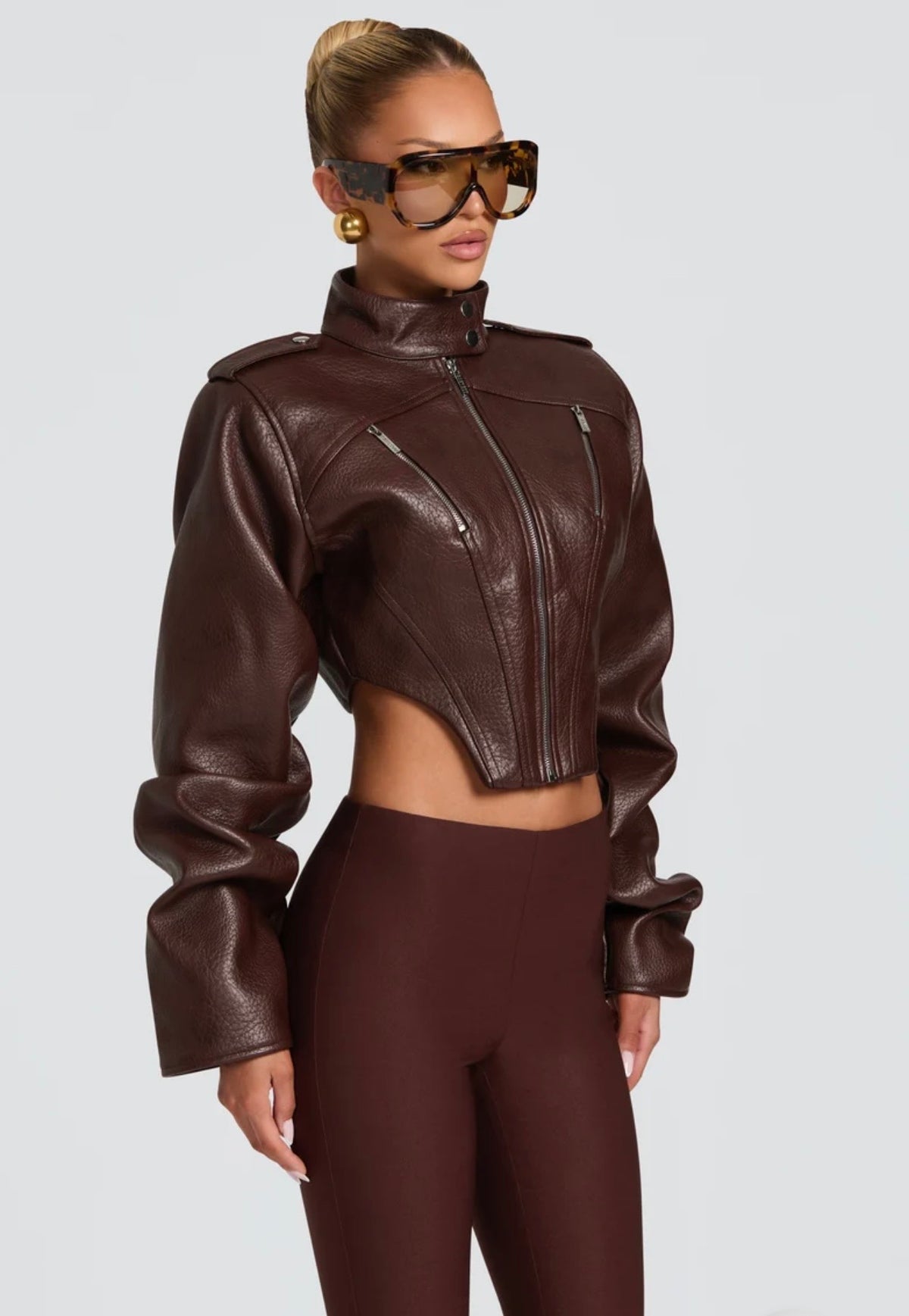 Giacca Cropped Corsetto in Pelle