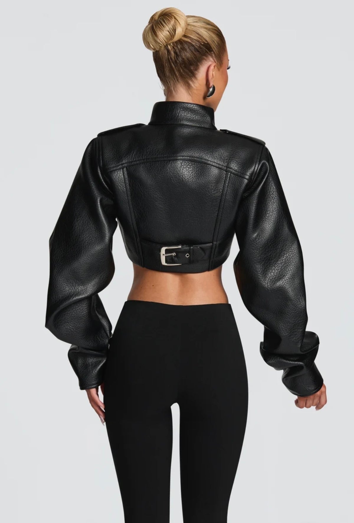 Giacca Cropped Corsetto in Pelle