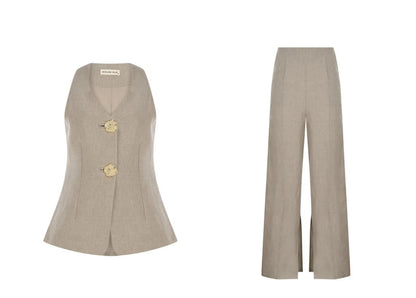 Tailleur OLIVIA smanicato con bottoni dorati imperiale