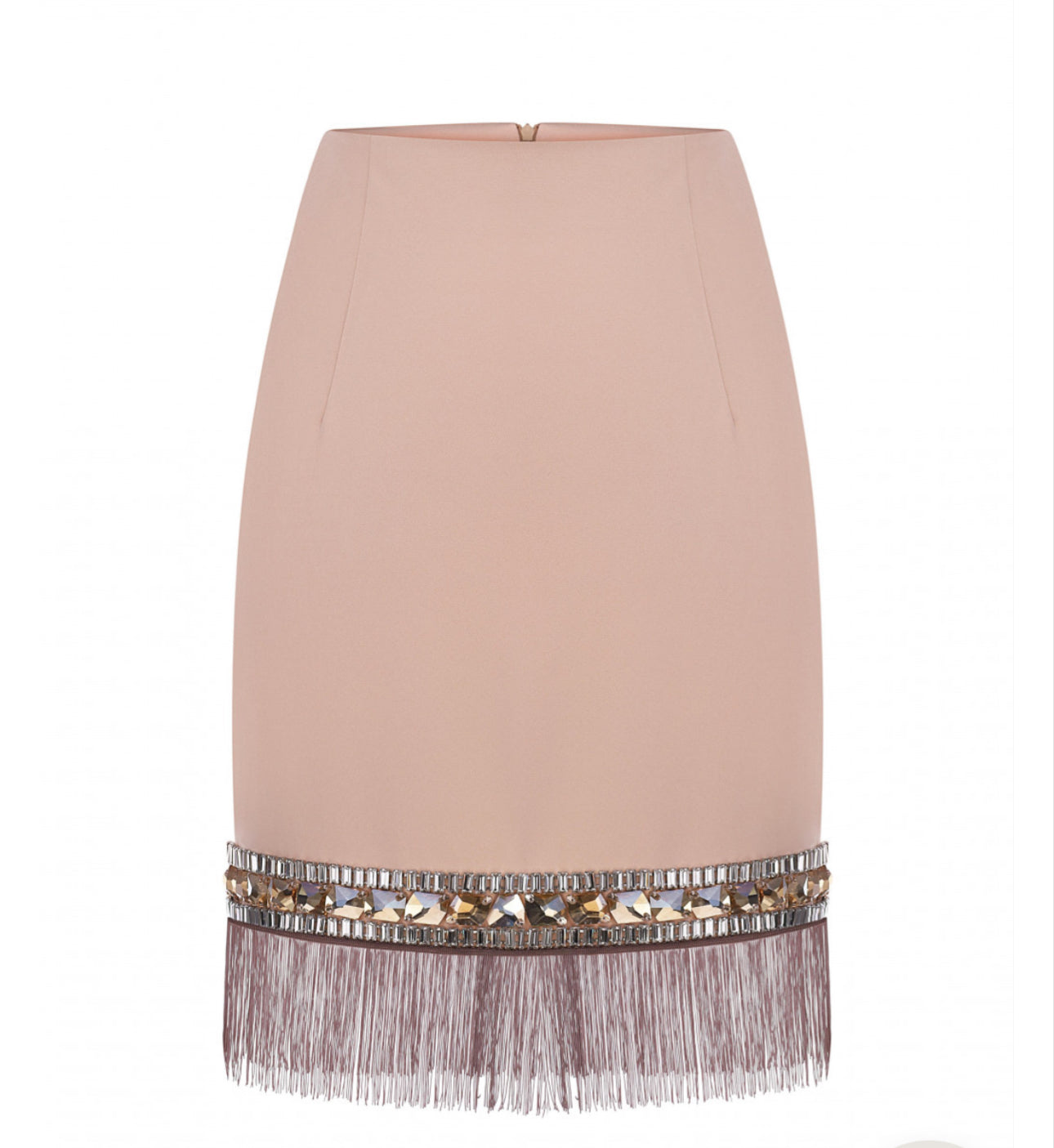 Set Crystal top e gonna con pietra Swarovski e frange in coordinato
