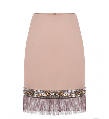 Set Crystal top e gonna con pietra Swarovski e frange in coordinato