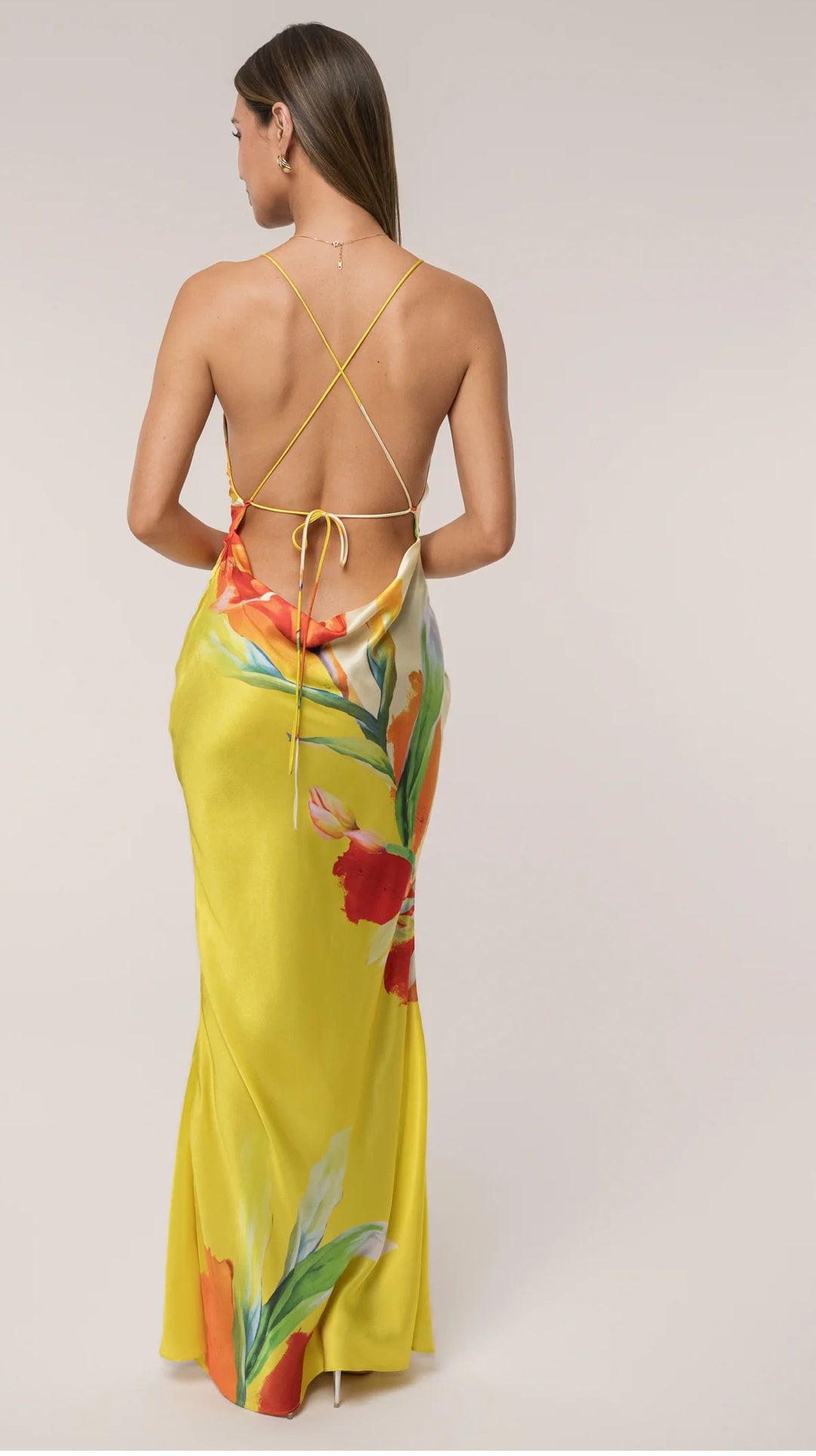 Abito JANETT SATIN FLORAL PRINT MAXI DRESS