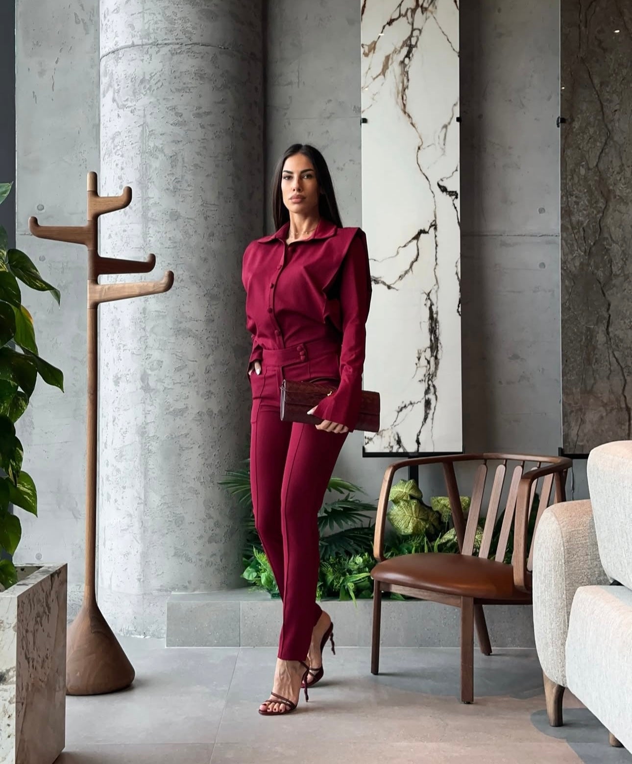 Coordinato GAIA con camicia e pantaloni in tessuto punto Roma