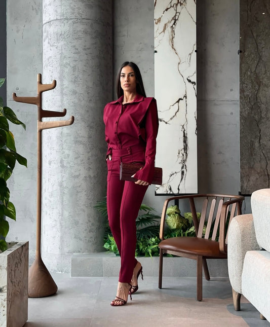 Coordinato GAIA con camicia e pantaloni in tessuto punto Roma