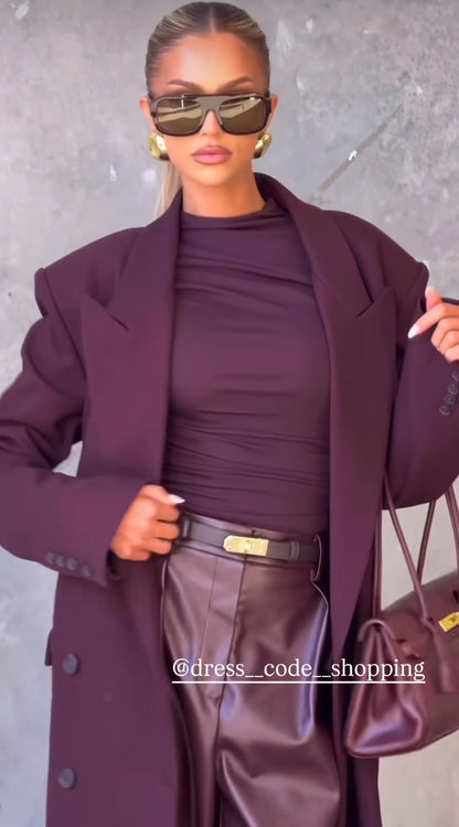 Outfit Anita Cappotto+Body+Pantalone in Eco-Pelle – Eleganza MetropoIitana