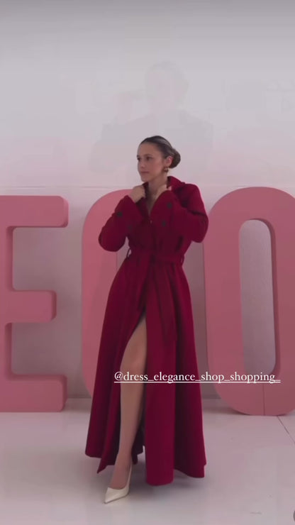Cappotto DILETTA in lana 100% Made in Italy Foderato internamente in raso con cinta in coordinato