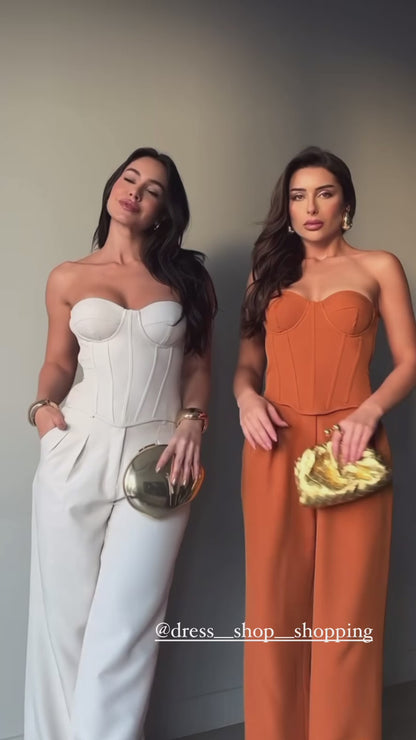 Coordinato Melany corpetto più pantaloni larghi vestibilita morbida comoda