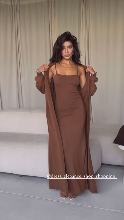 Coordinato Erika cardigan e vestito in lana costina
