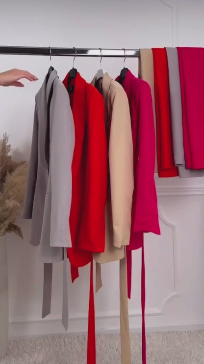 Tailleur LARA con cinta pantaloni palazzo in cotone rasato vestibilita morbida comoda Made in Italy 🇮🇹